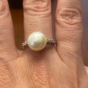 Sterling Silver Pearl & CZ Ring